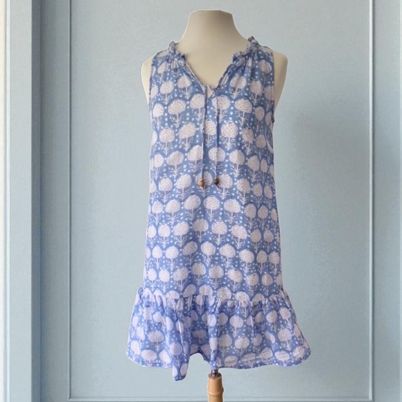 Oliphant Dresses & Skirts - OLIPHANT KERACHI RUFFLE HEM BLOCK PRINT DRESS SIZE XS